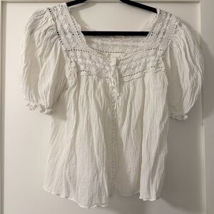 Doen Anneth White Lace Detail Blouse